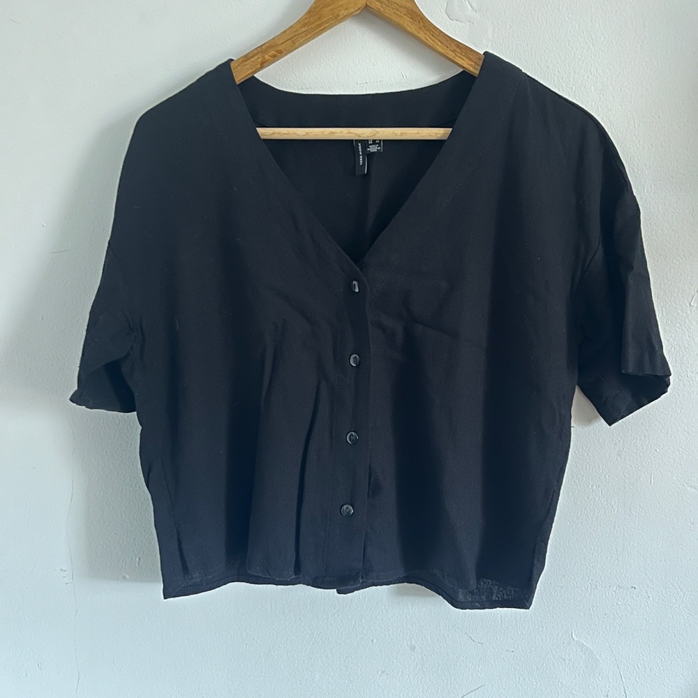 Black Vero Moda linen blend blouse